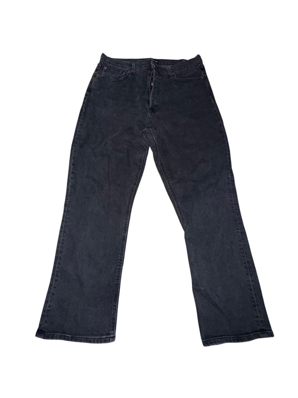 Denim Forum Arlo High Rise Straight Jeans Womens 32 Black Faded Premium Denim